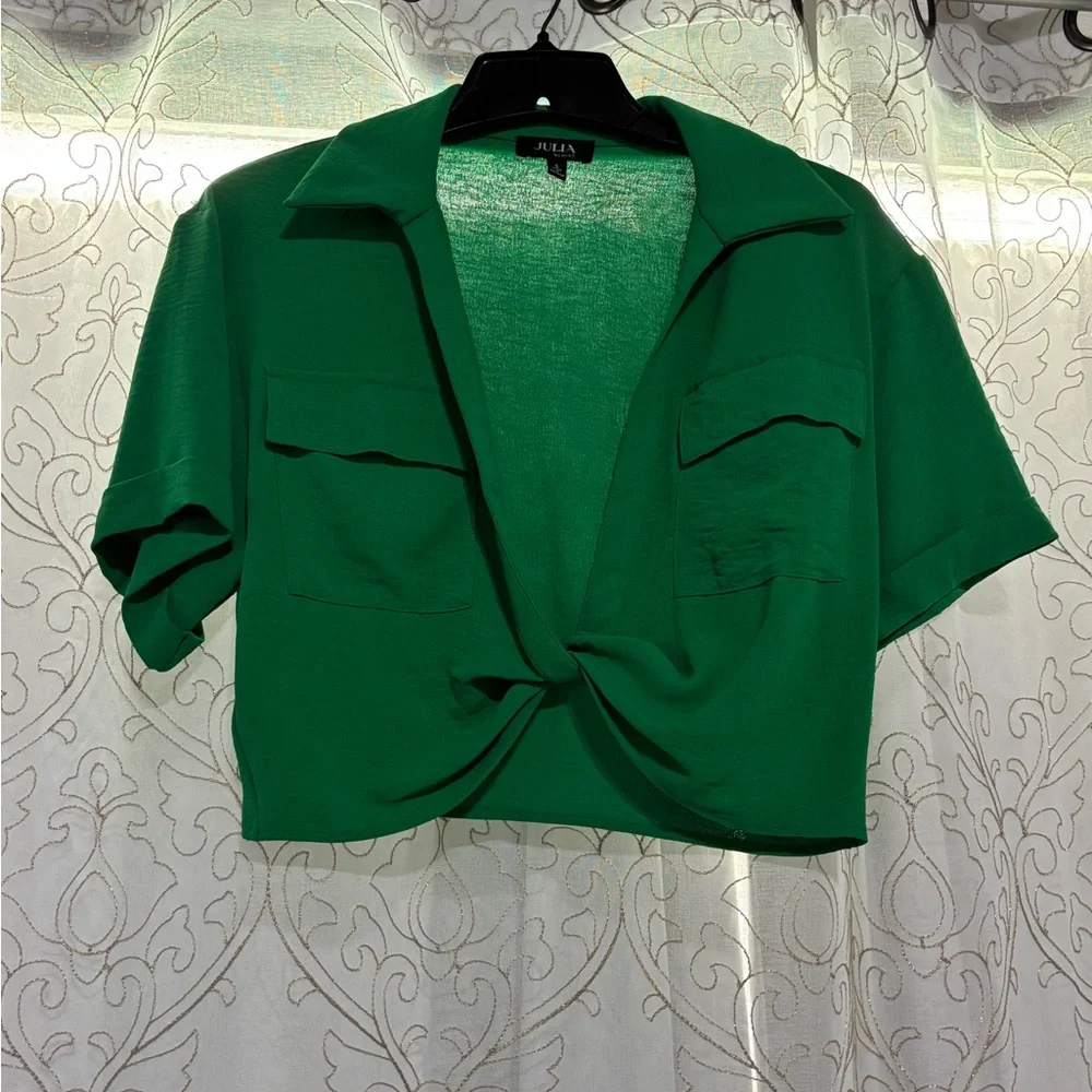 Love J Green Knot Front Shirt - Picture 1 of 7